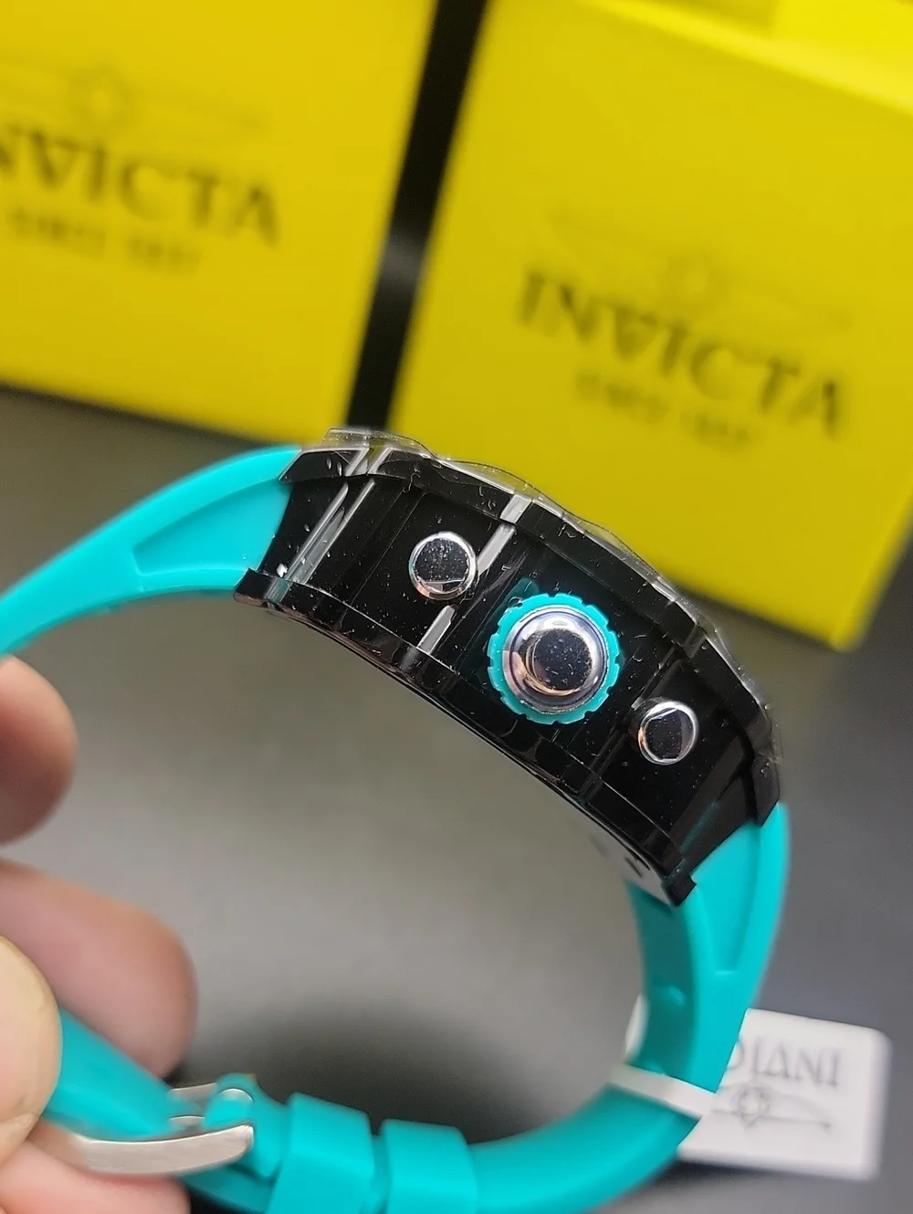 Invicta Racing Valxor 40mm Unisex Skeleton Teal Black Chrono Watch Mens 69773
